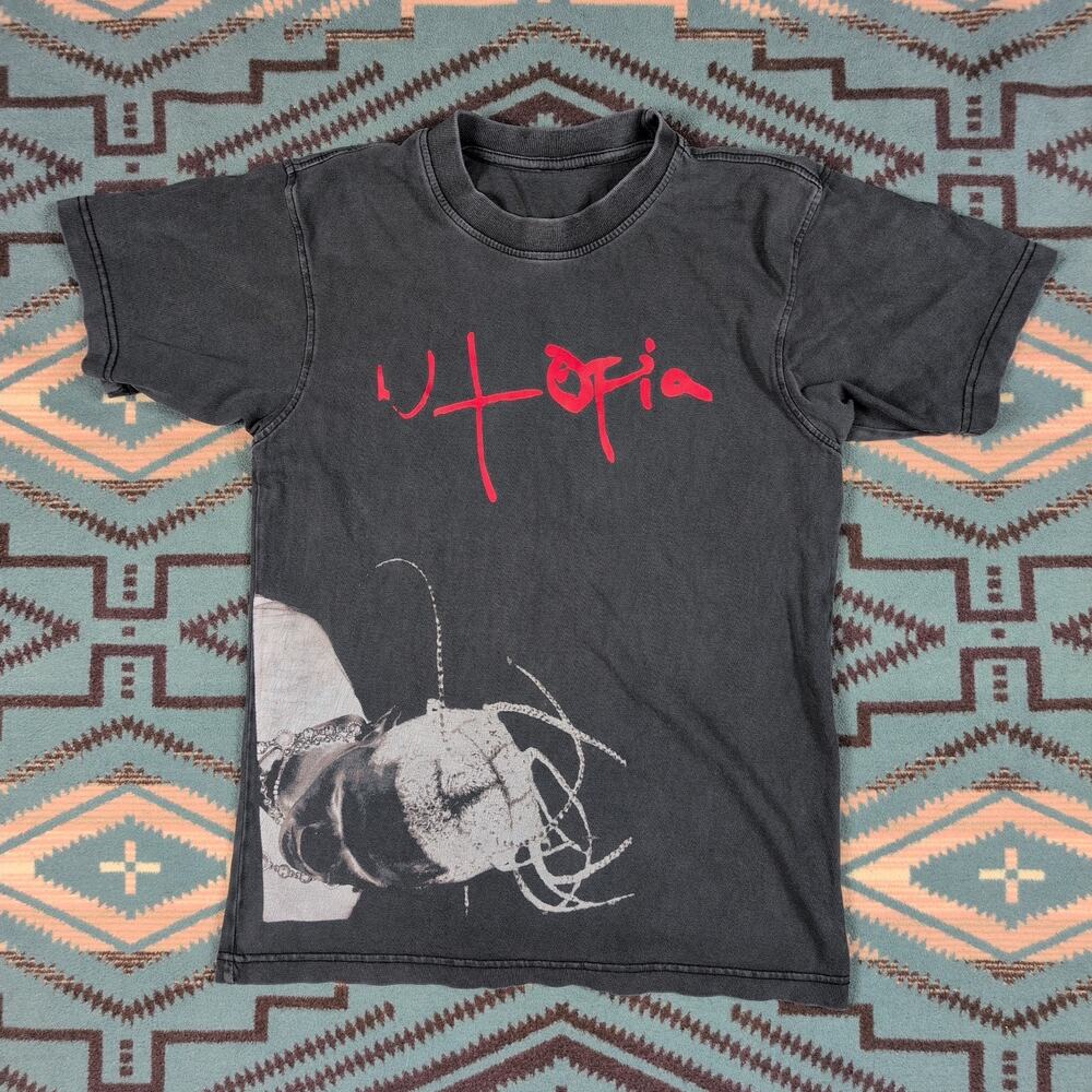 Cactus Jack Utopia Tee Travis Scott Merch Black Faded Rap Hip Hop T Shirt Small